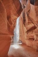 Antelope Canyon view with light rays photo