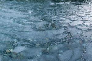 Frozen lake close up detail panorana photo