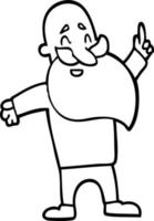 line drawing cartoon bearded man vector