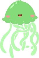 cute flat color style cartoon jellyfish vector