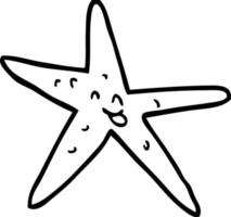 pez estrella feliz de dibujos animados de dibujo lineal vector