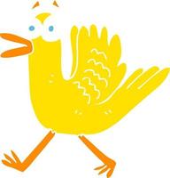flat color illustration of a cartoon flapping duck vector