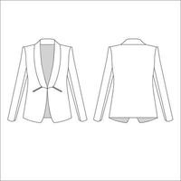 Formal blazer for women, flat sketch, vector