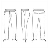 Jogger pants with elastic waistband and adjustable drawstring vector