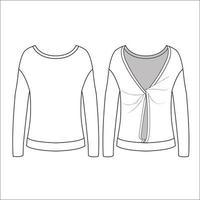 Ladies sweater sketch tops back opening mockup vector