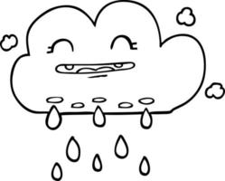 line drawing cartoon rain cloud vector