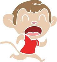 shouting flat color style cartoon monkey running vector