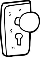 line drawing cartoon door handle with keyhole vector