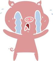 crying pig flat color style cartoon vector