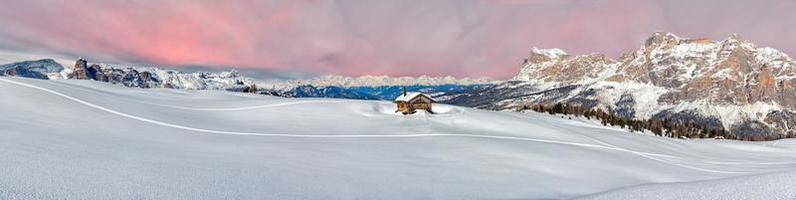 Dolomites huge panorama view in winter time photo