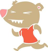 angry bear flat color style cartoon running vector