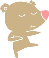 happy flat color style cartoon bear dancing vector