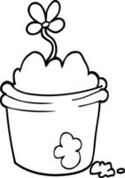 line drawing cartoon flower pot vector