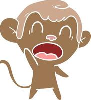 shouting flat color style cartoon monkey vector