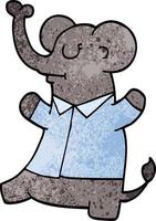 cartoon doodle standing elephant vector