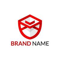 Modern mail and shield logo design for mail security company, technology, and etc vector