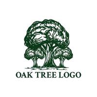 vintage hand drawn oak tree logo vector