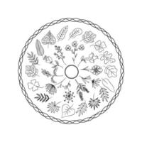 hand drawn floral bouquet in the circle shape vector