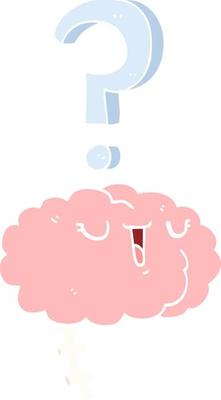 flat color style cartoon curious brain