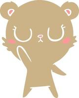 peaceful flat color style cartoon bear vector