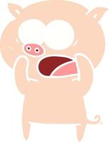 flat color style cartoon pig shouting vector