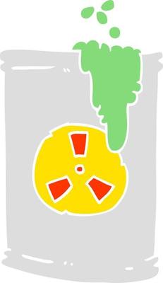 flat color illustration of a cartoon radioactive waste