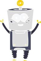 robot de dibujos animados de estilo de color plano feliz saludando hola vector