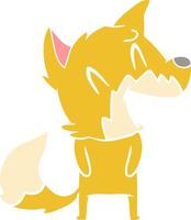 laughing fox flat color style cartoon vector