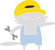 constructor de gato de dibujos animados de estilo de color plano vector