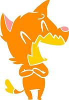 laughing fox flat color style cartoon vector