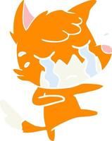 crying fox flat color style cartoon dancing vector