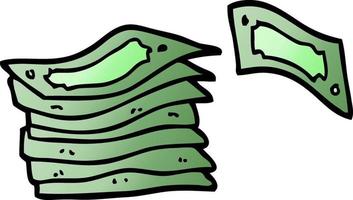 cartoon doodle stack of money vector