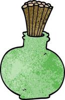 cartoon doodle reeds in vase vector