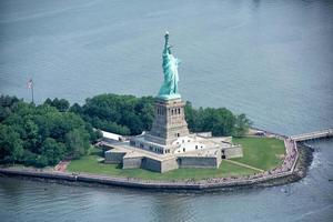 statue of liberty aerial view photo