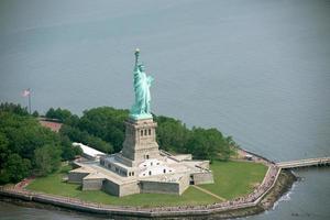 statue of liberty aerial view photo