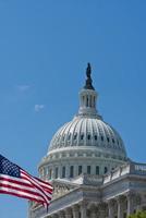 Washington DC Capital on deep blue sky background photo