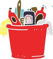 cartoon doodle house cleaning products vector