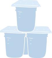 flat color illustration of a cartoon yogurt pots vector