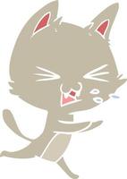 gato de dibujos animados de estilo de color plano silbando vector