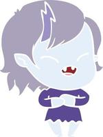 flat color style cartoon laughing vampire girl vector