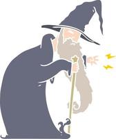 flat color style cartoon wizard vector