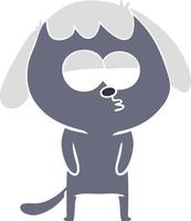 perro cansado de dibujos animados de estilo de color plano vector