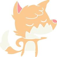 friendly flat color style cartoon fox vector