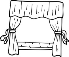 line drawing cartoon window with curtains vector