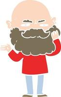 flat color style cartoon man with beard frowning vector