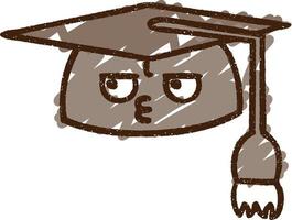 dibujo de tiza de gorro de graduación vector