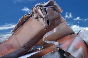 Rusted iron pilon after destroyed by hurricane photo