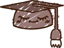 dibujo de tiza de gorro de graduación vector