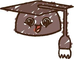 dibujo de tiza de gorro de graduación vector