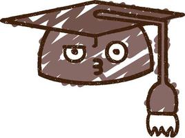 dibujo de tiza de gorro de graduación vector